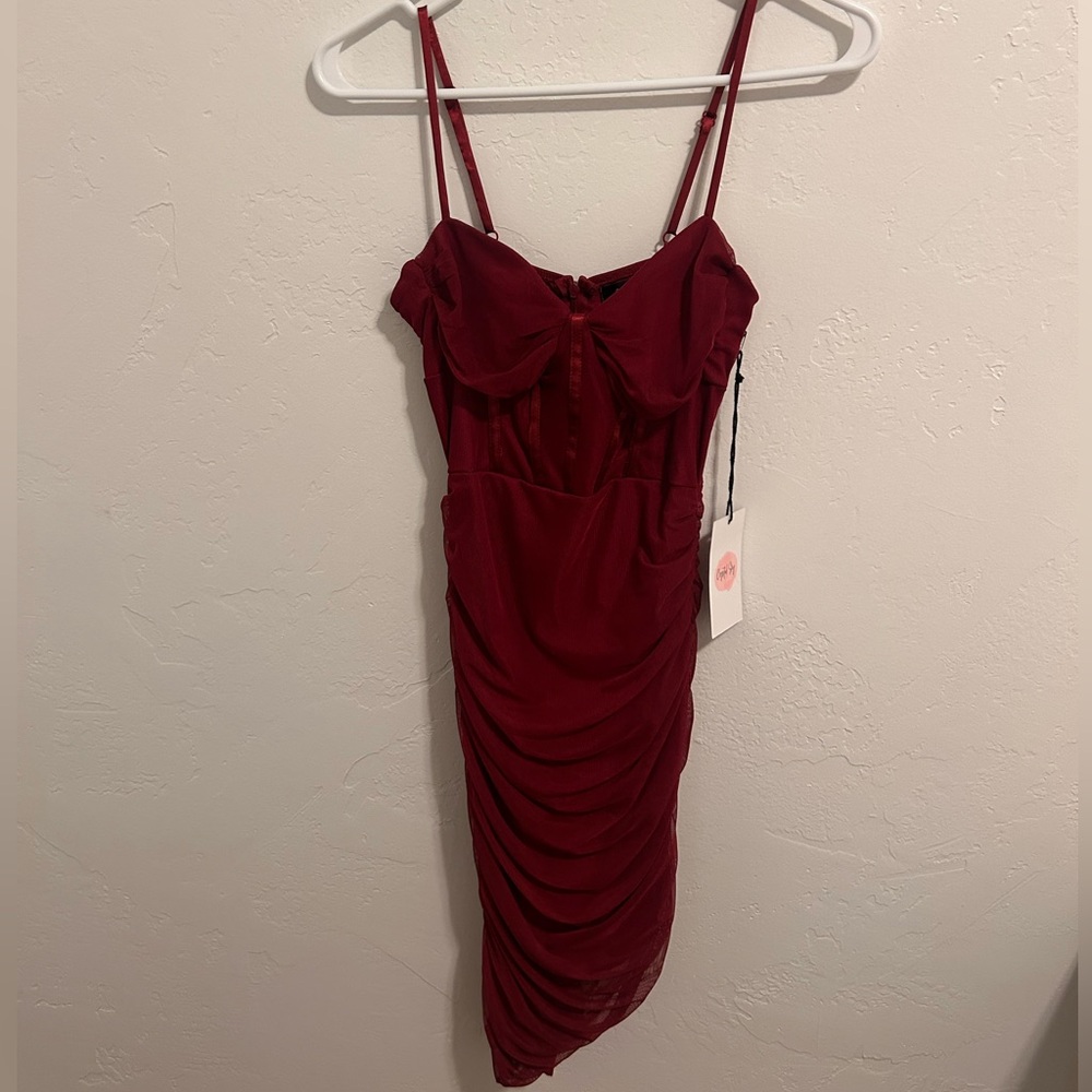 Crystal Sky Small Ruby Red Fitted Dress (NWT)